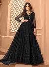 Black Colour Latest Fancy Designer Stylish Wedding Wear Butterfly Net With Front Back Neck Embroidery Work Gown Collection 8399
